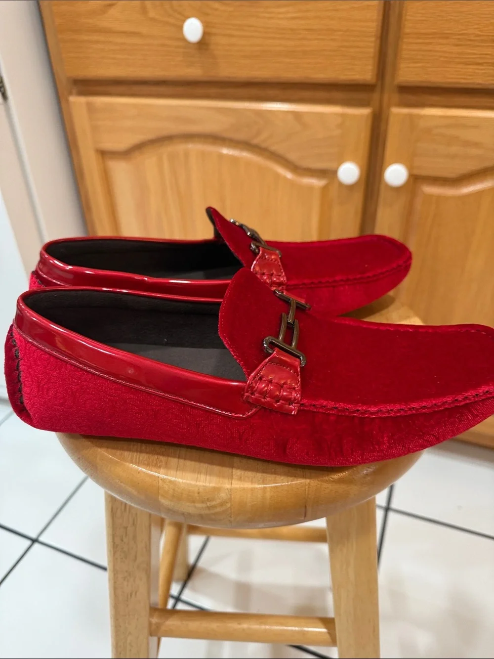 Amali Roberto Red Velvet Driving Moccasin Loafers Men’s Size 12